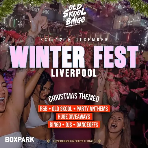 Old Skool Bingo Sat 12th December Winter Fest Liverpool event flyer